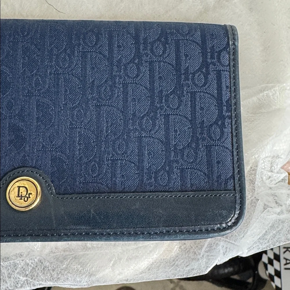 Christian Dior Long Wallet Blue Vintage - Picture 11 of 11